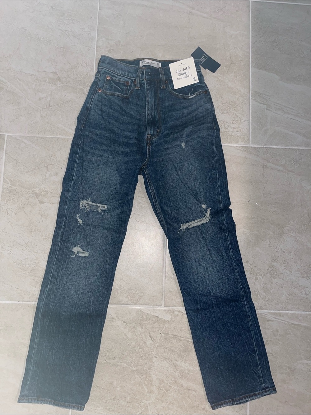 Abercrombie & Fitch Women's High-Rise Distressed Indigo Jeans